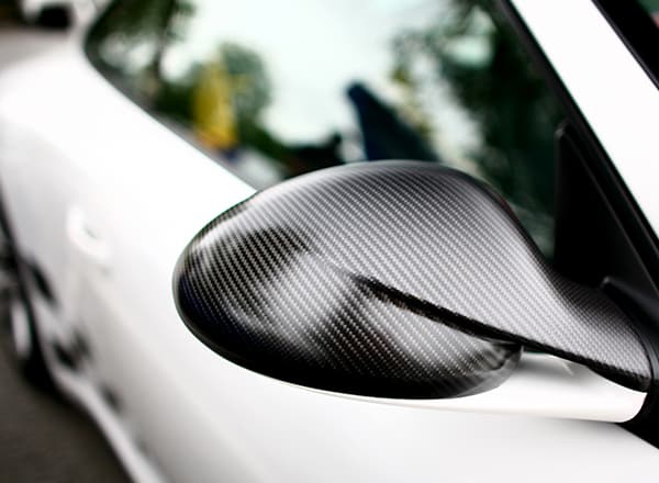 carbon fiber on a car rearview mirror